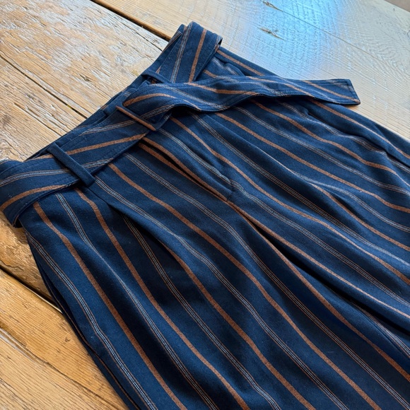 BR Navy & Brown Striped Wide Leg Trousers - Picture 2 of 4